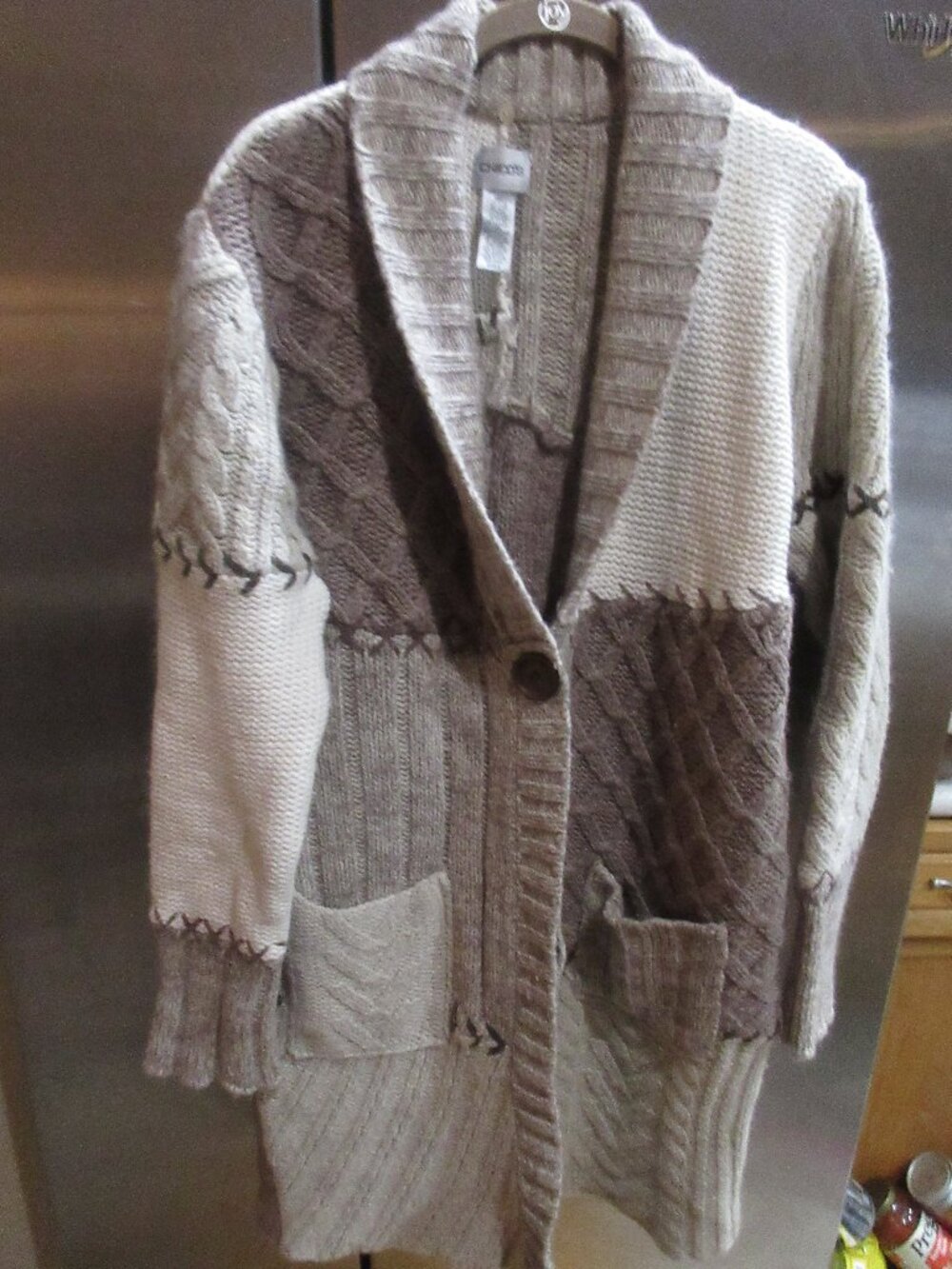 chico's long modern knit cardigan sweatercoat  l 2 thick